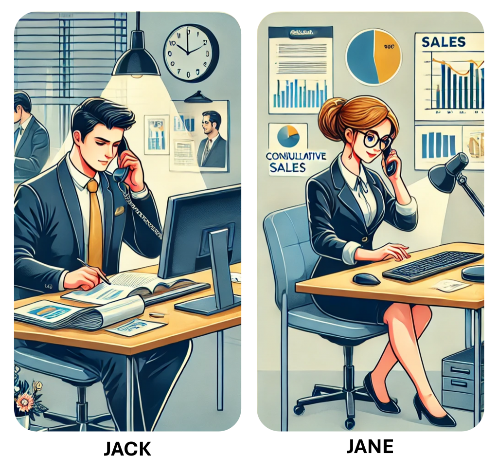 The sales people Jack and Jane - Created by AI Dall-e