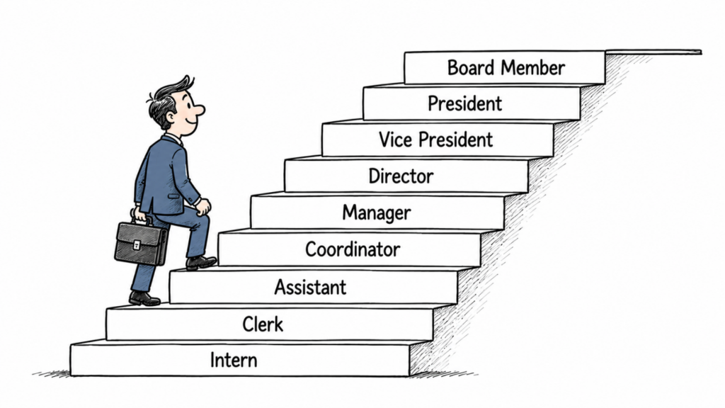 A professional climbing a career ladder, created using ChatGPT